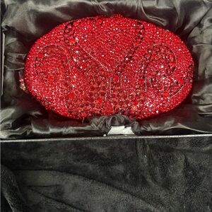 Natasha Couture Red Crystal Clutch